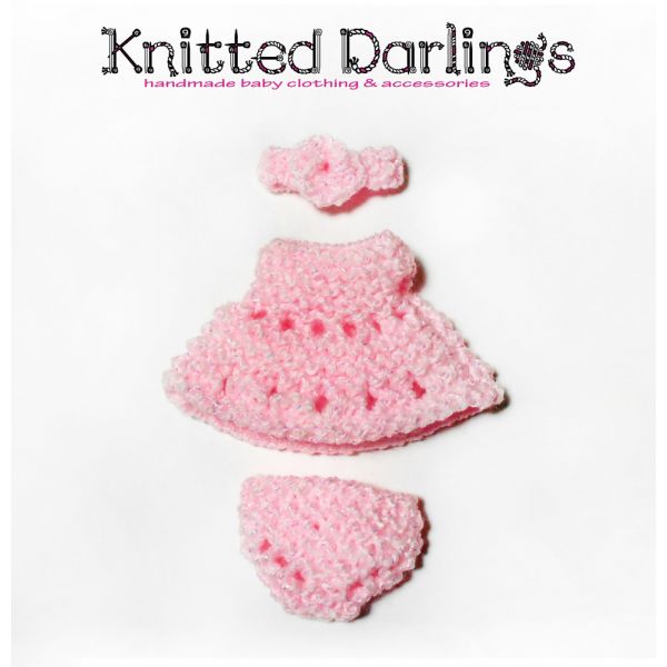  Handmade knitted 3 piece set for mini baby 4,5"- 5" by Knitted Darlings #33